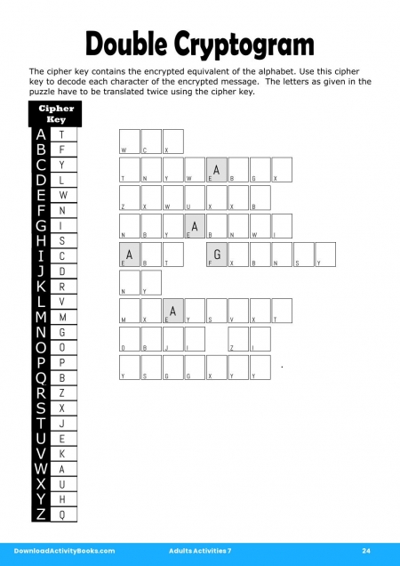 Double Cryptogram in Adults Activities 7
