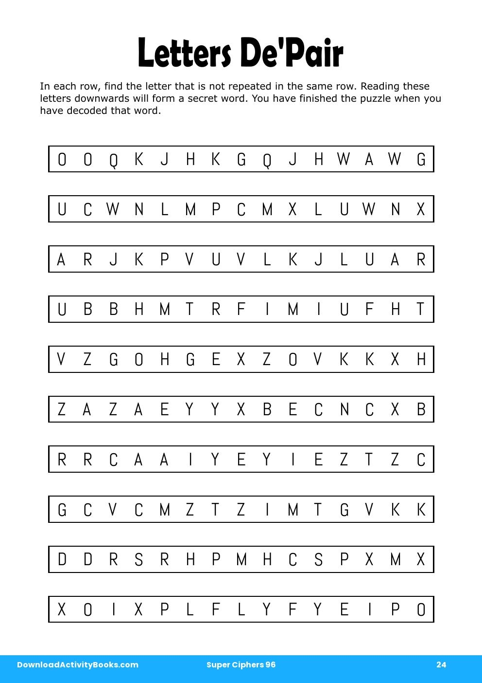 Letters De'Pair in Super Ciphers 96
