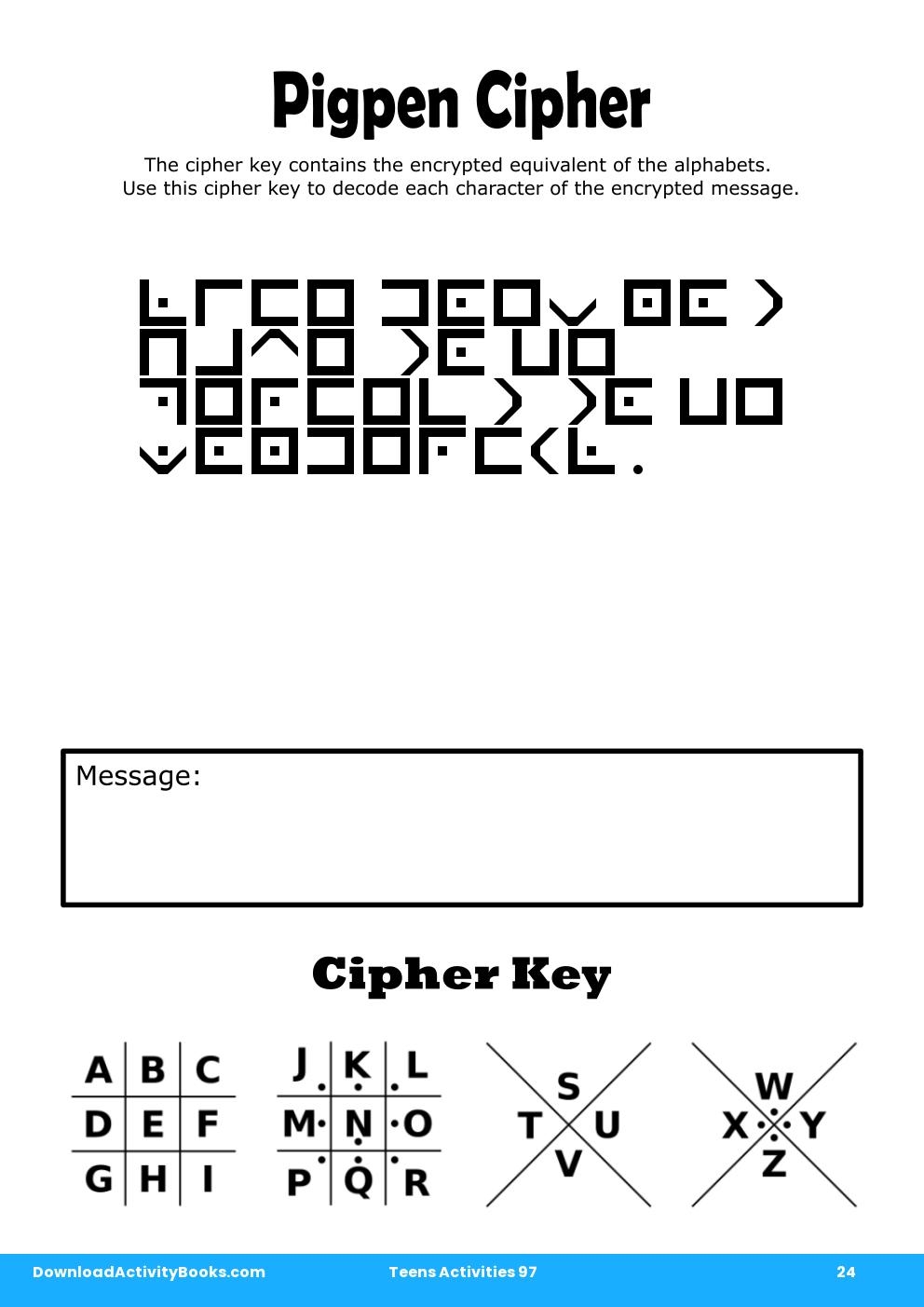 Pigpen Cipher in Teens Activities 97