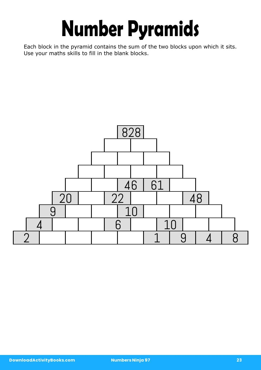 Number Pyramids in Numbers Ninja 97