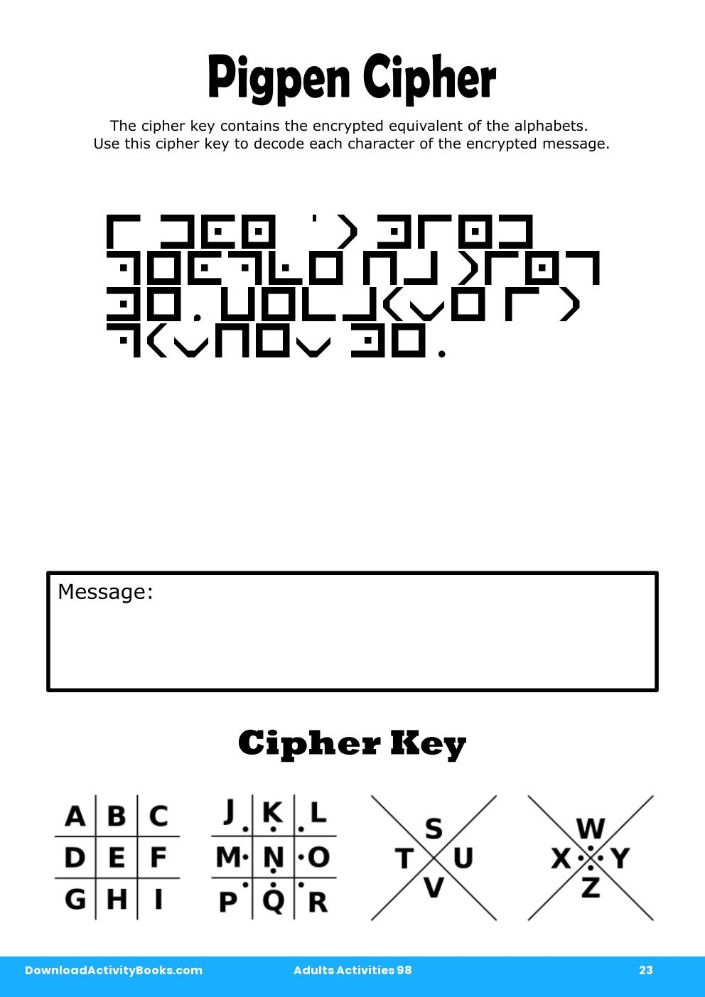 Pigpen Cipher in Adults Activities 98