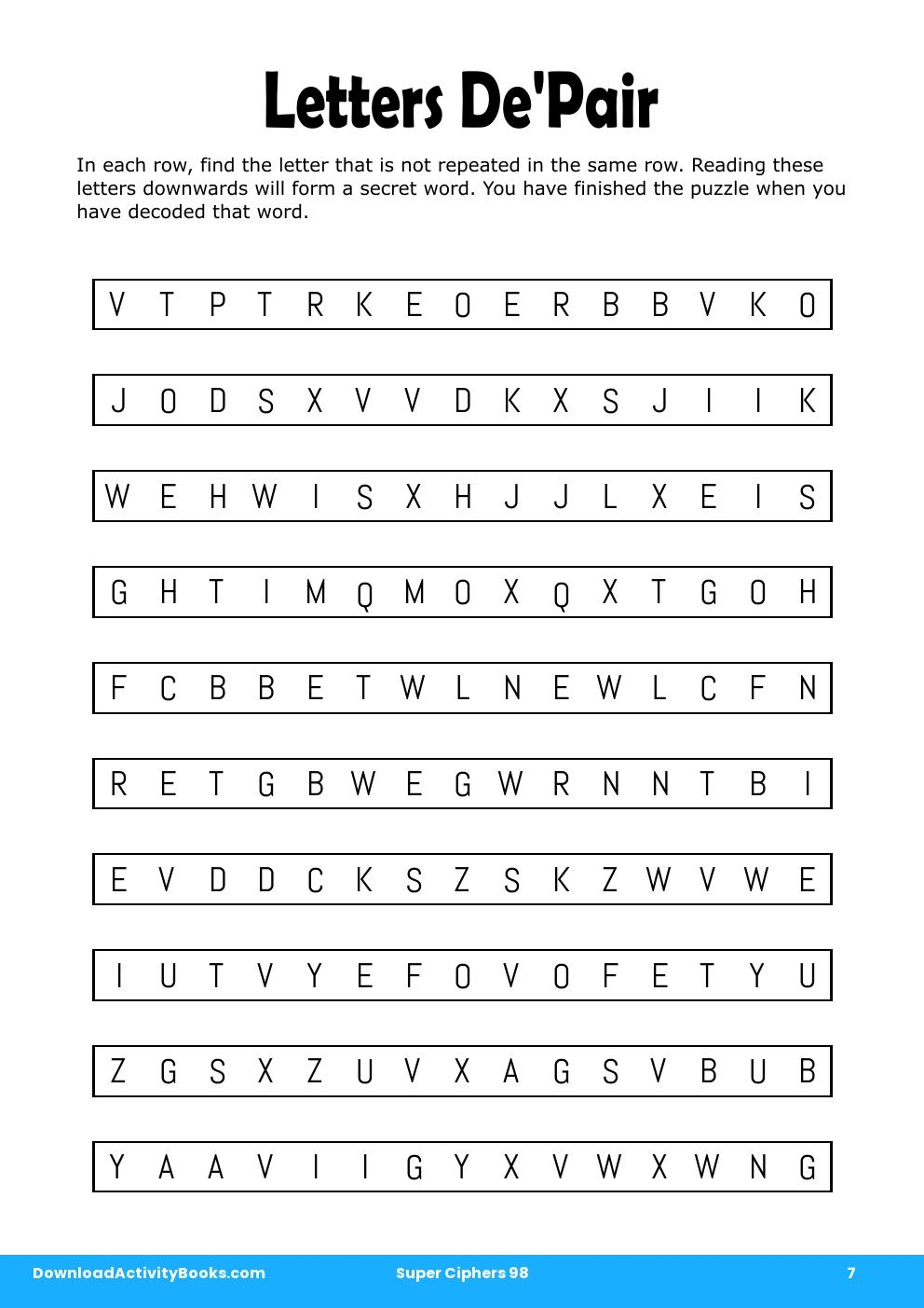 Letters De'Pair in Super Ciphers 98