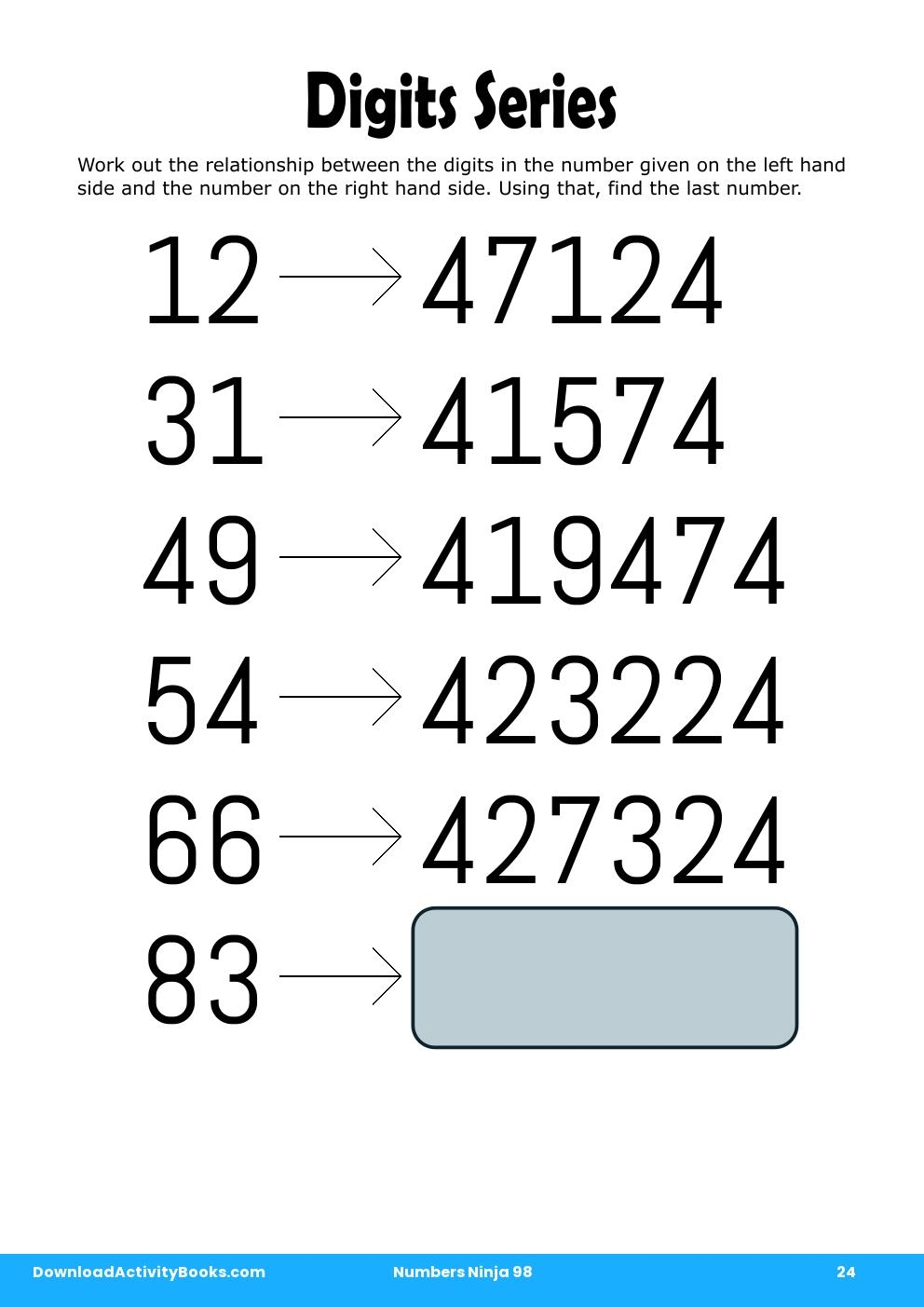 Digits Series in Numbers Ninja 98