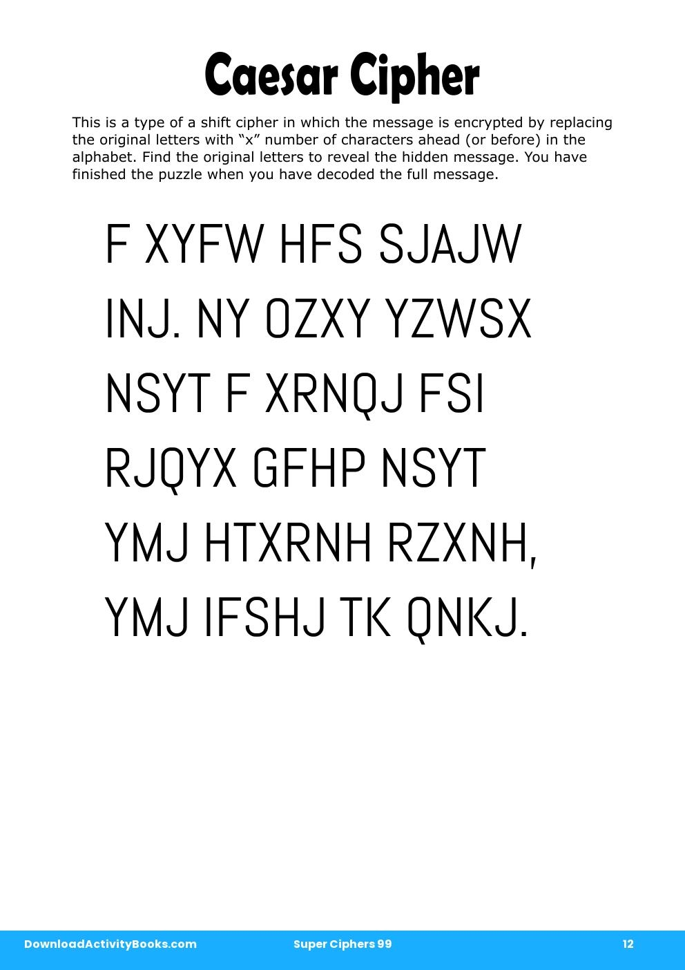 Caesar Cipher in Super Ciphers 99
