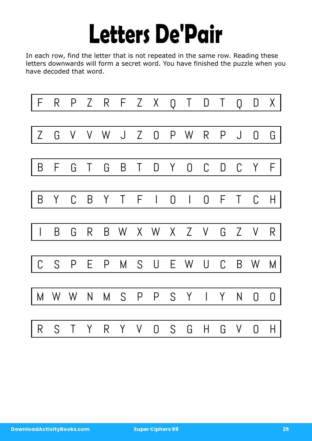 Letters De'Pair in Super Ciphers 99