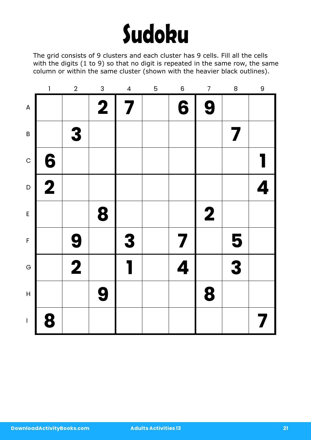 Sudoku in Adults Activities 13