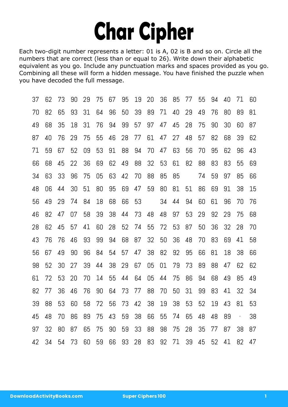 Char Cipher in Super Ciphers 100