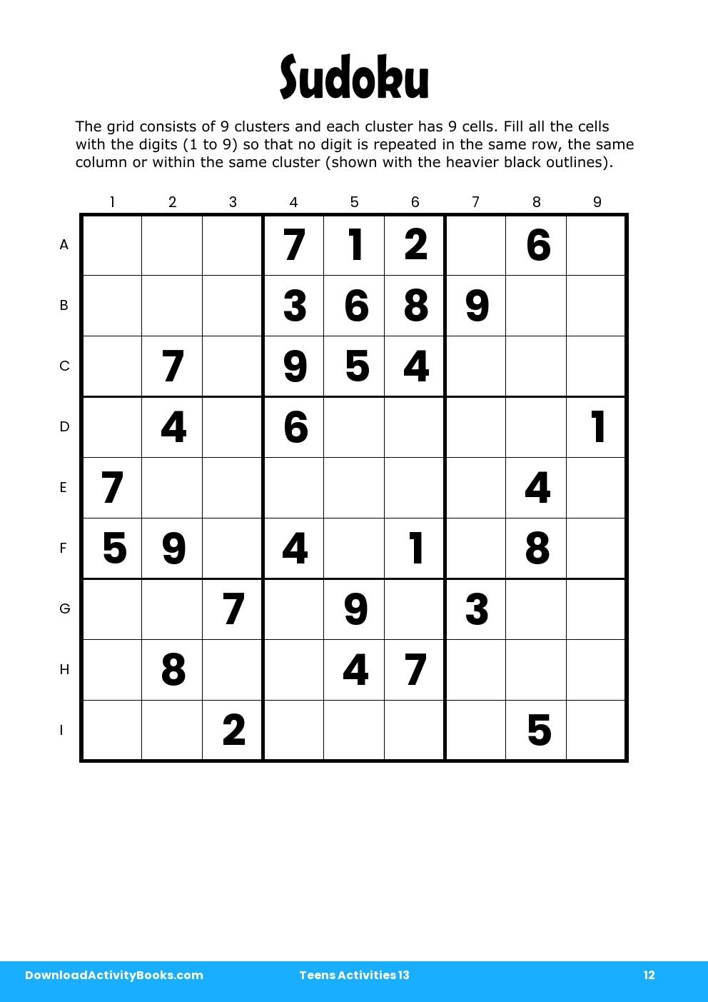 Sudoku in Teens Activities 13