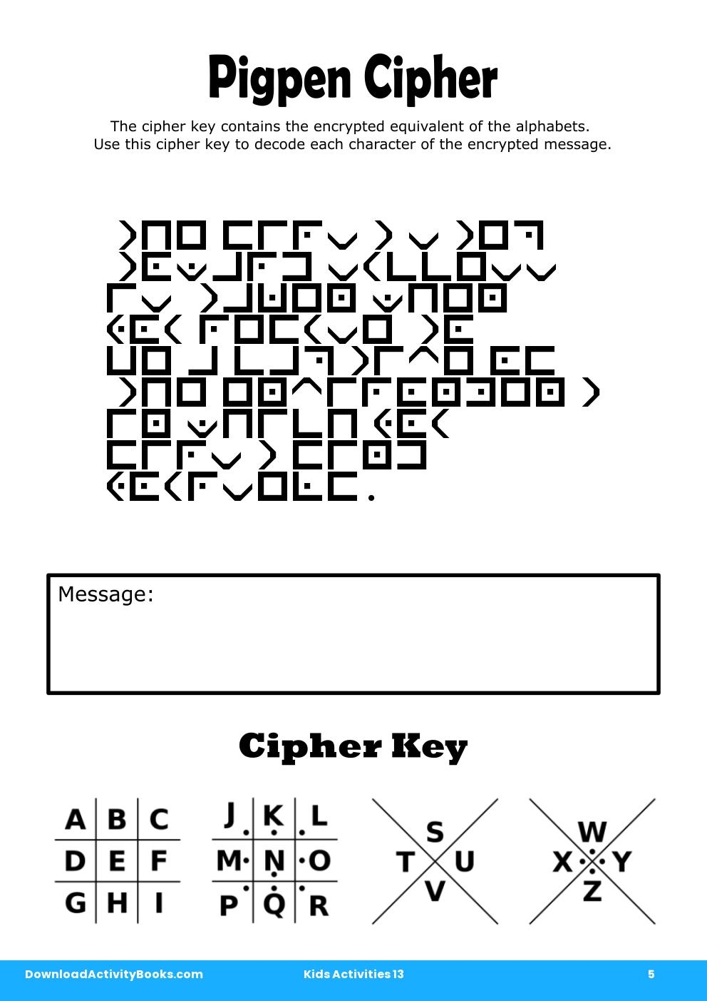 Pigpen Cipher in Kids Activities 13