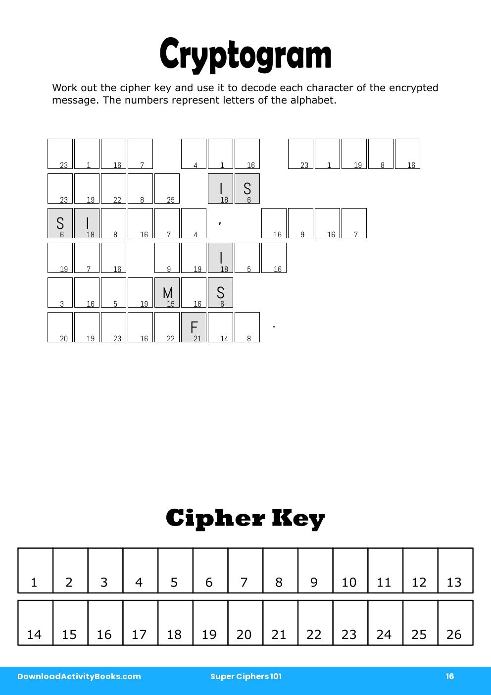 Cryptogram in Super Ciphers 101