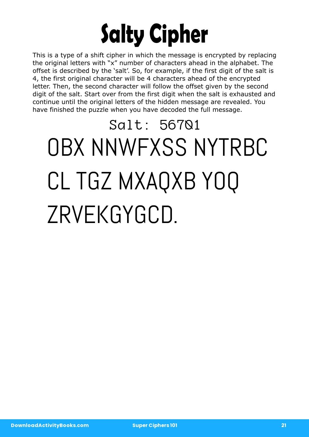Salty Cipher in Super Ciphers 101