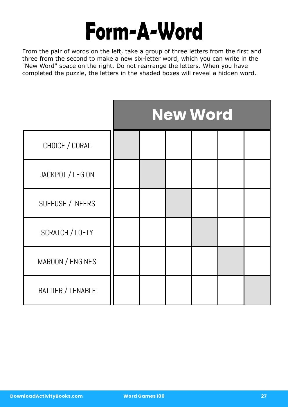 Form-A-Word in Word Games 100