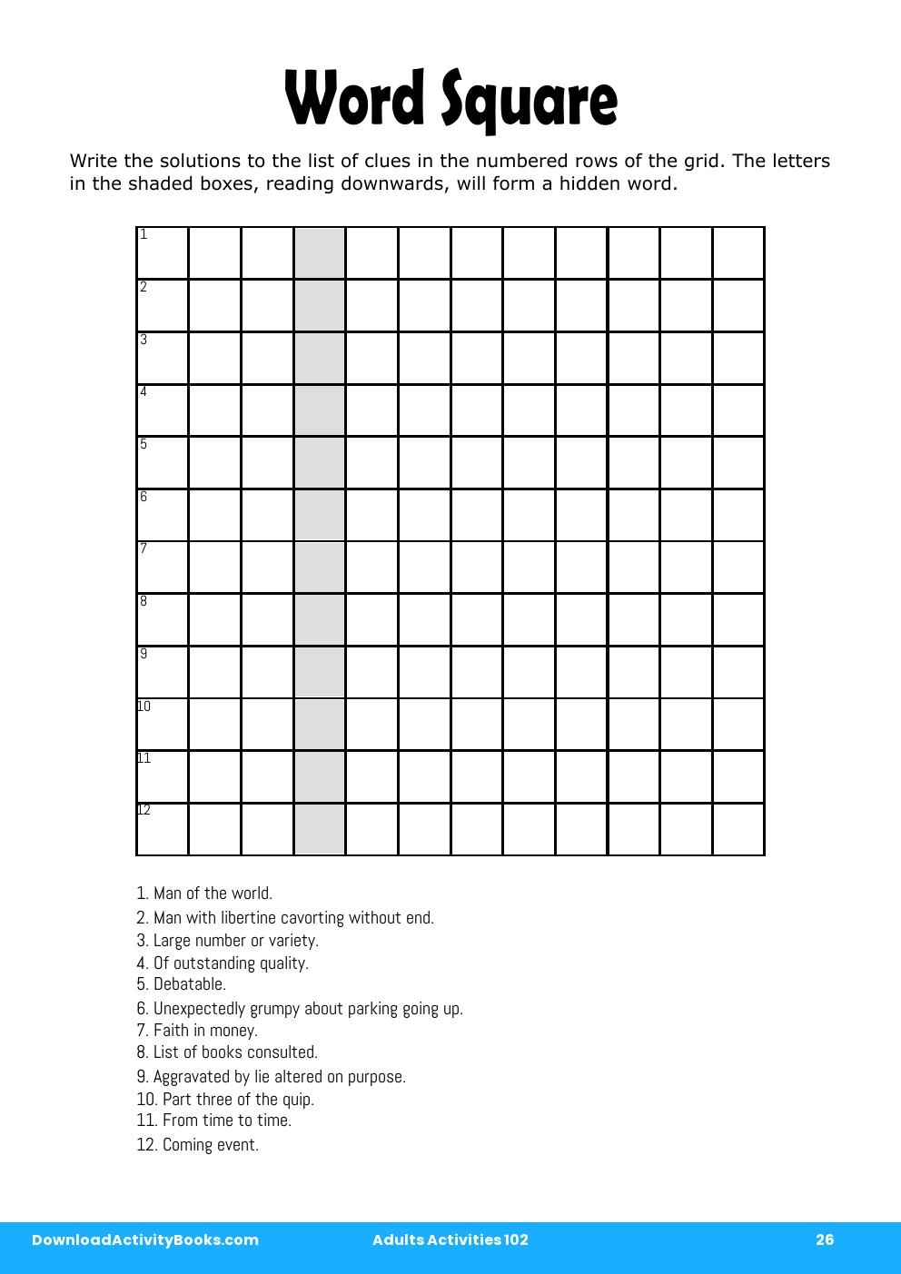 Word Square in Adults Activities 102