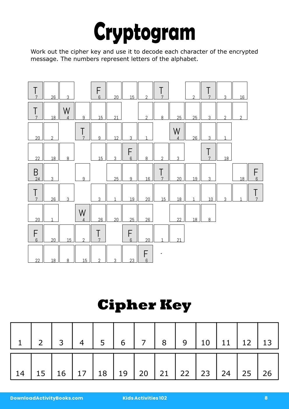 Cryptogram in Kids Activities 102
