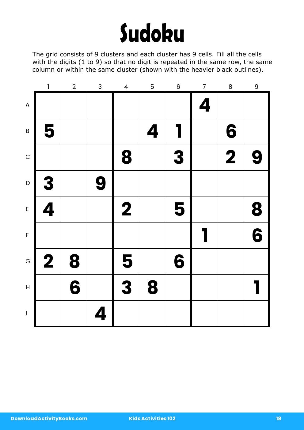 Sudoku in Kids Activities 102