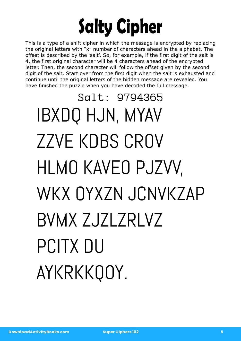 Salty Cipher in Super Ciphers 102