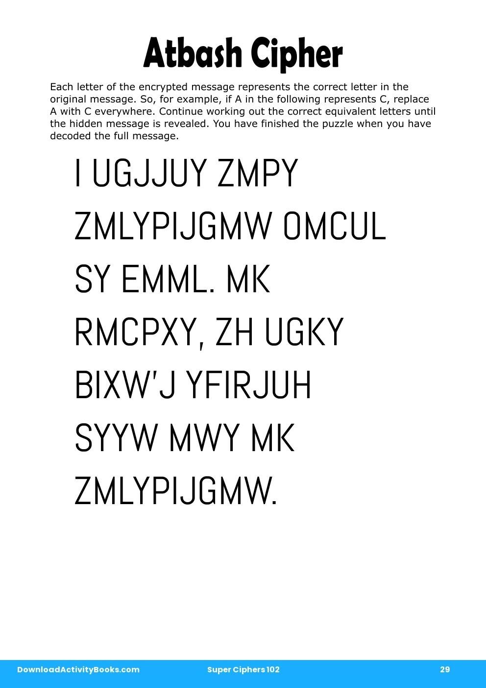 Atbash Cipher in Super Ciphers 102