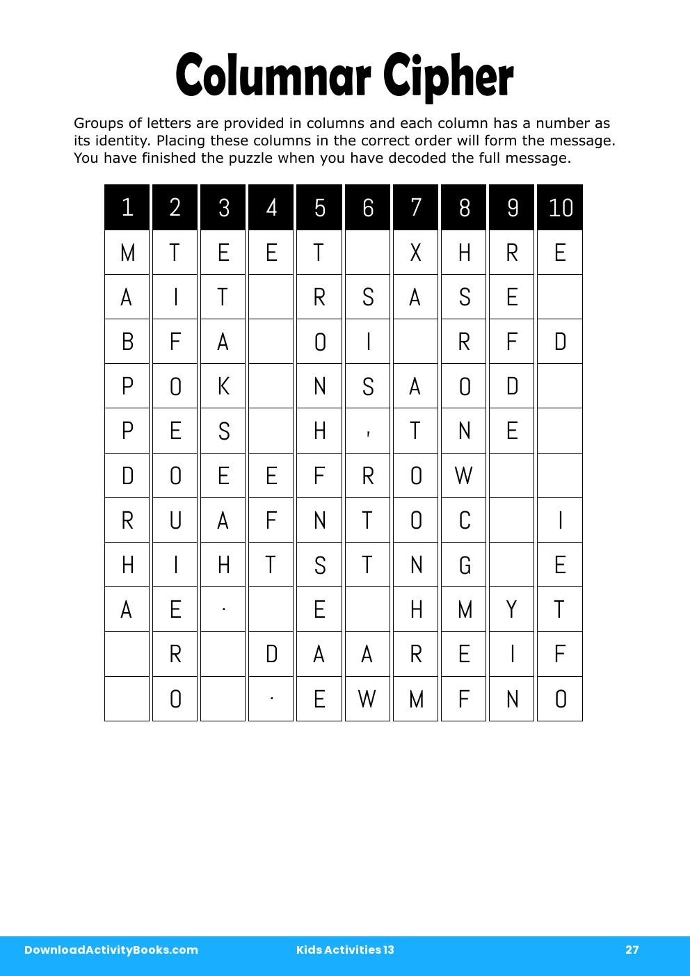Columnar Cipher in Kids Activities 13