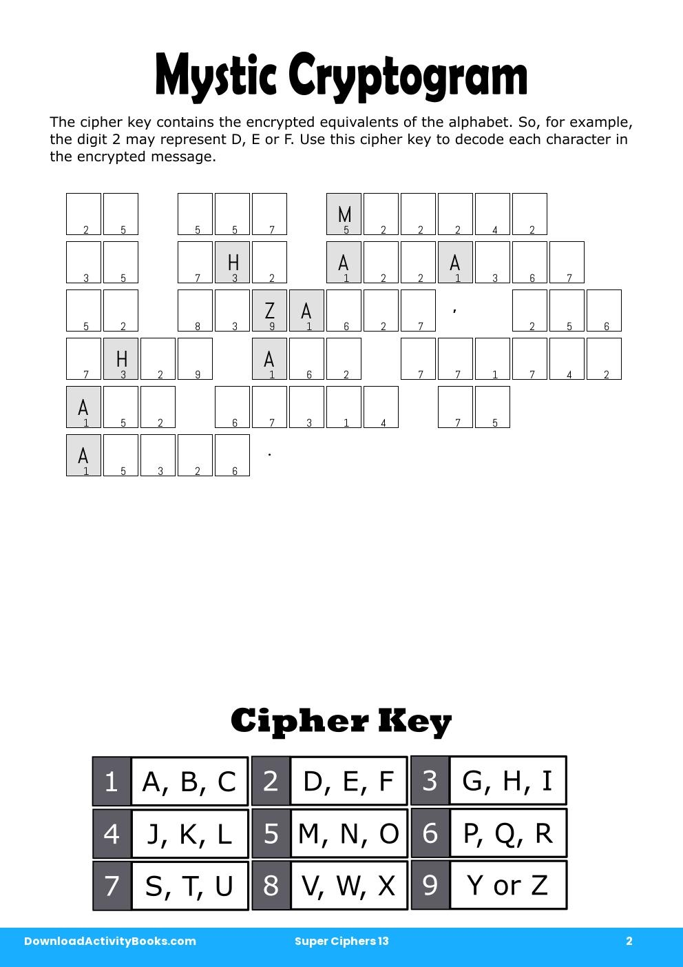 Mystic Cryptogram in Super Ciphers 13