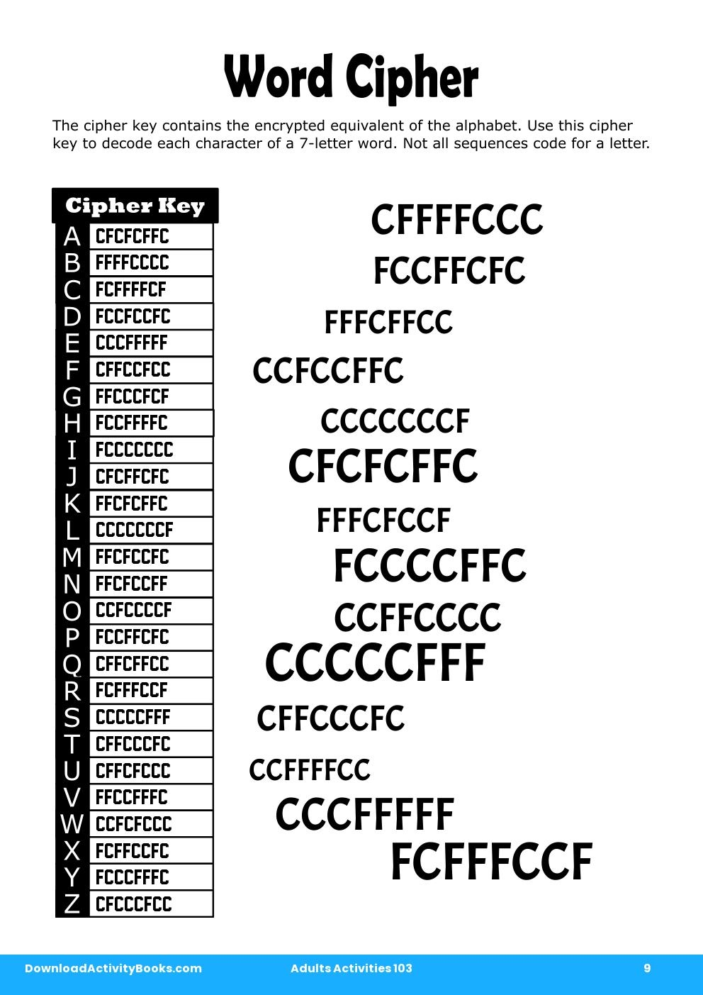Word Cipher in Adults Activities 103