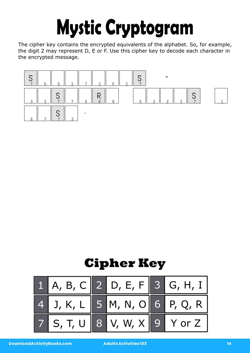 Mystic Cryptogram in Adults Activities 103