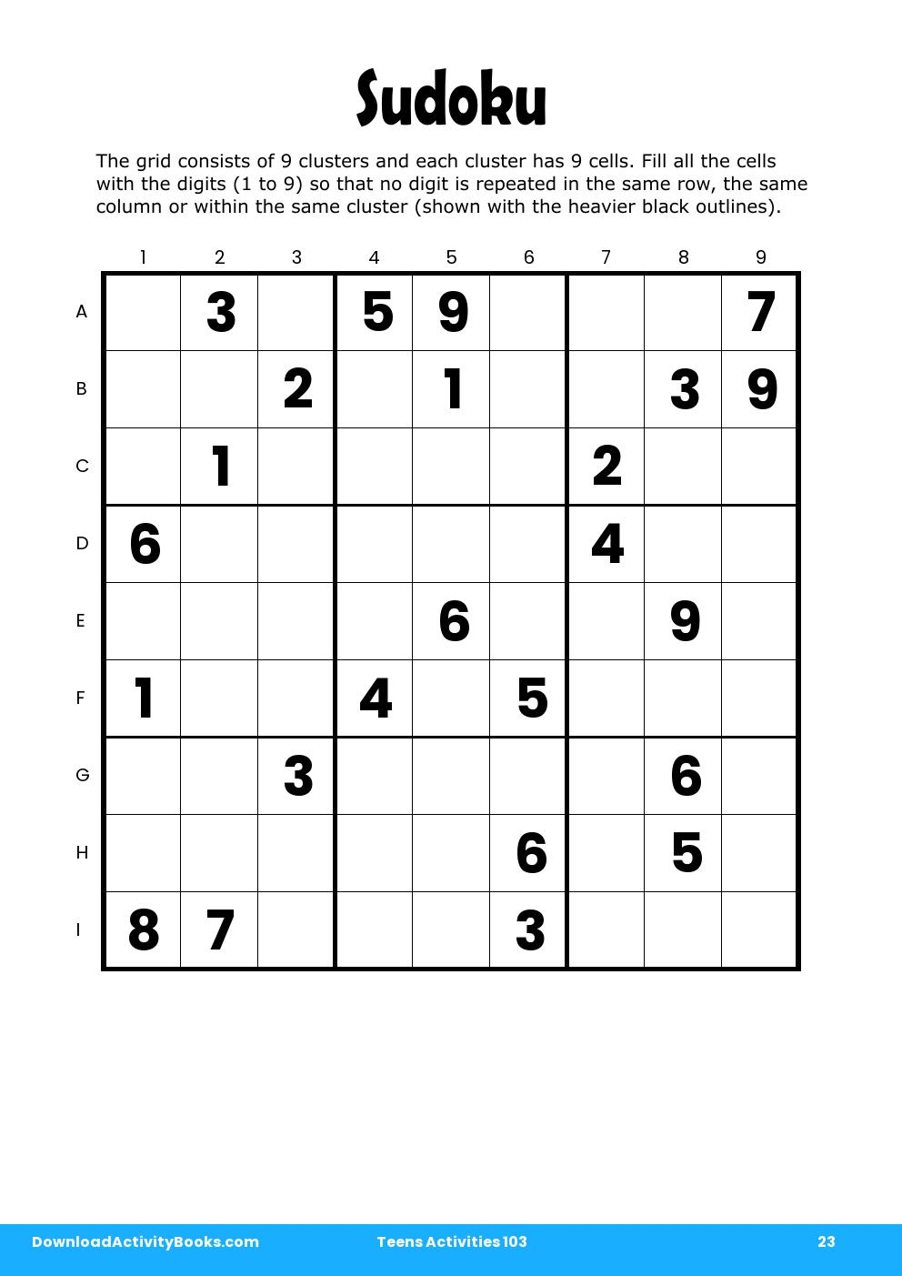 Sudoku in Teens Activities 103