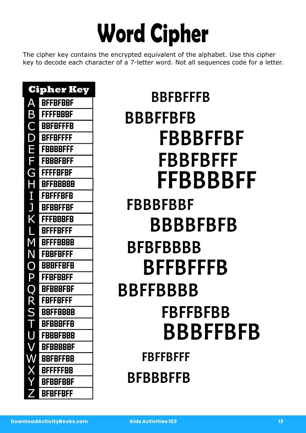 Word Cipher in Kids Activities 103