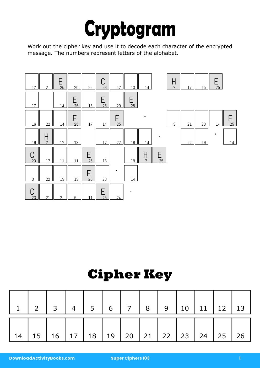 Cryptogram in Super Ciphers 103