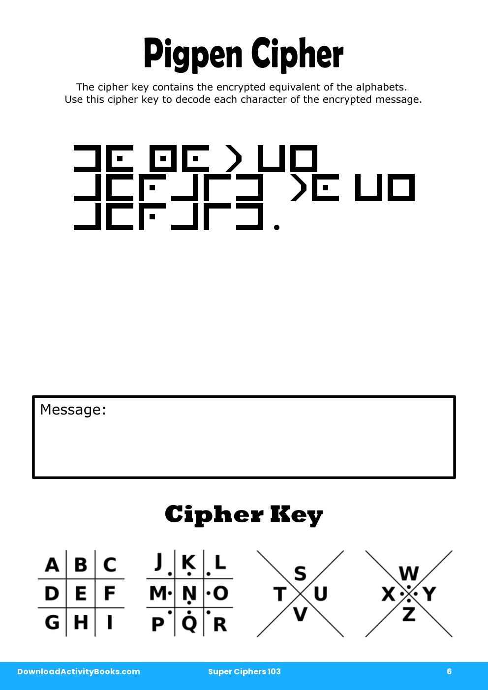 Pigpen Cipher in Super Ciphers 103