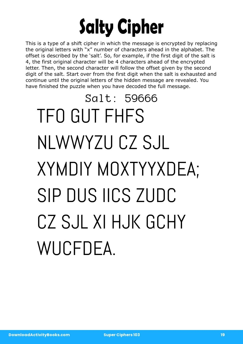 Salty Cipher in Super Ciphers 103