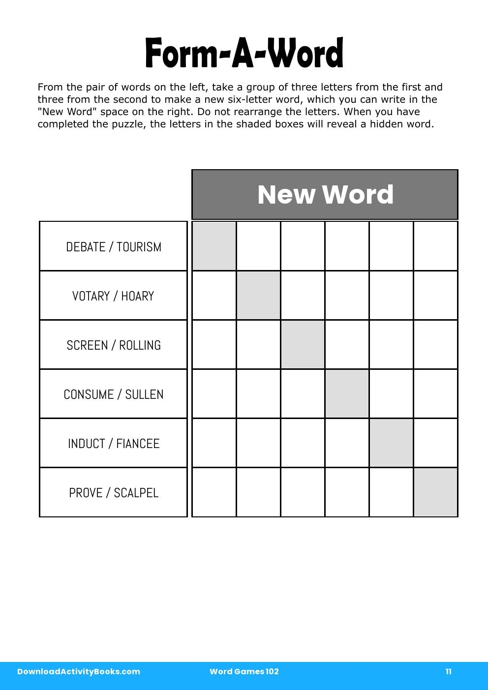 Form-A-Word in Word Games 102