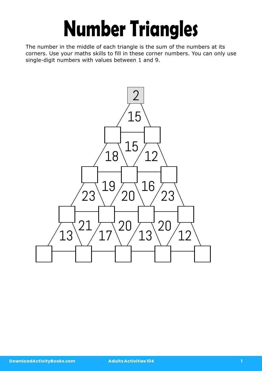 Number Triangles in Adults Activities 104