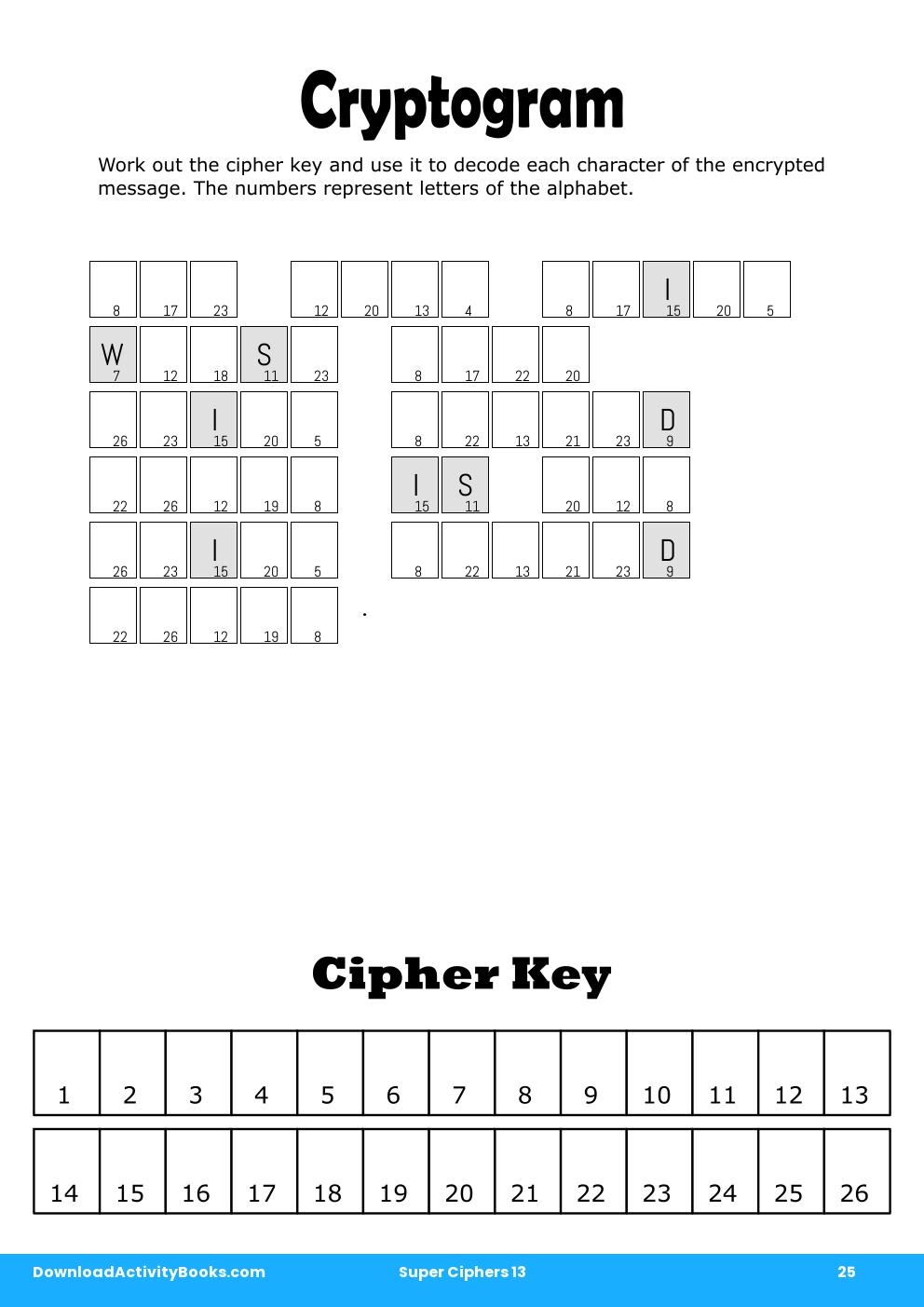 Cryptogram in Super Ciphers 13