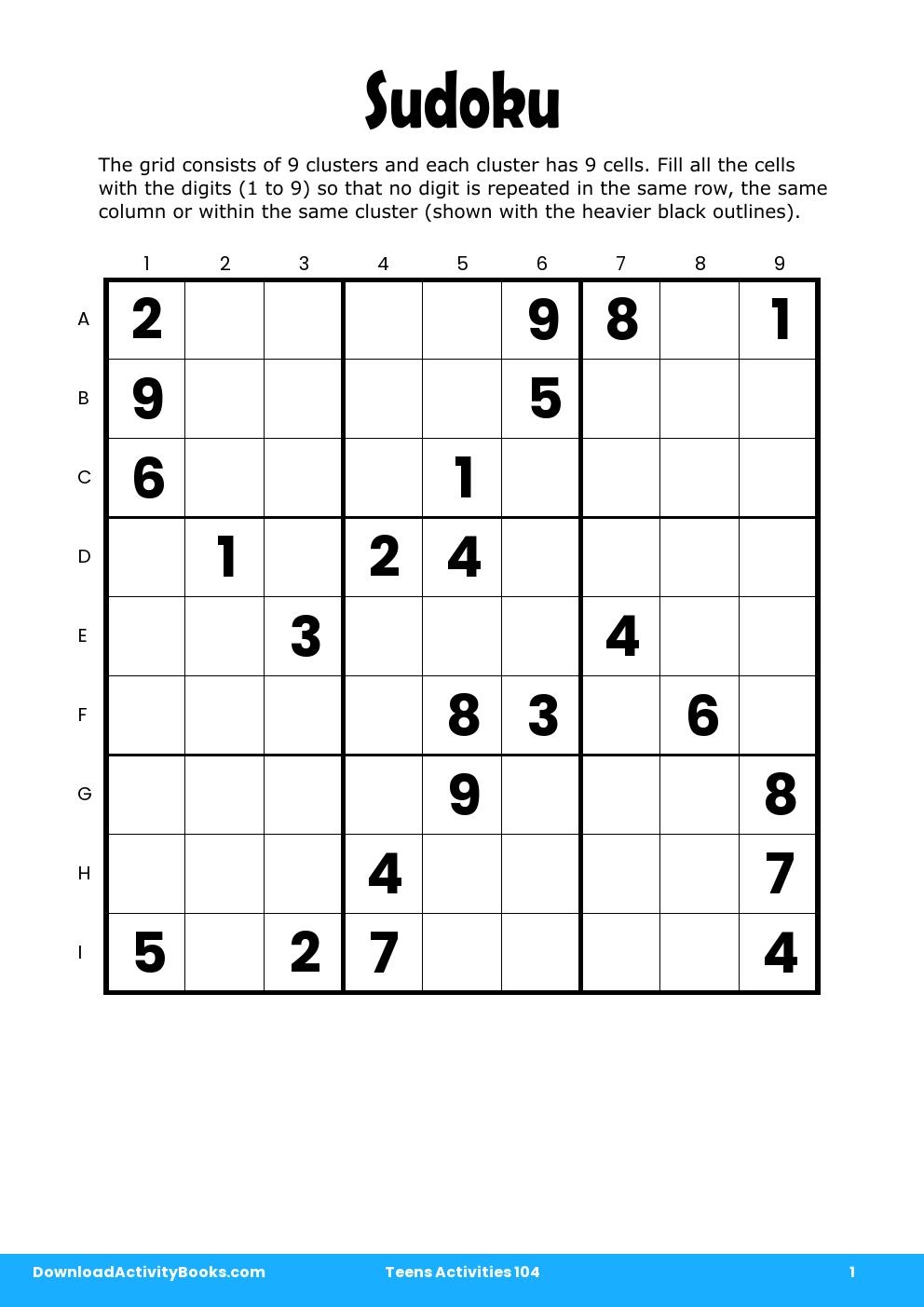 Sudoku in Teens Activities 104