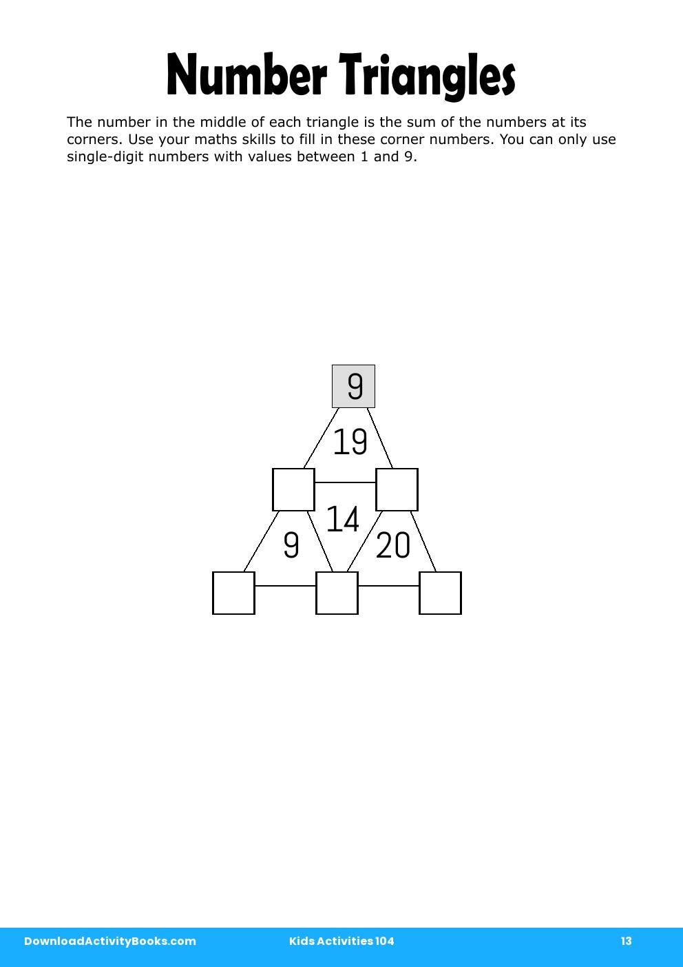 Number Triangles in Kids Activities 104
