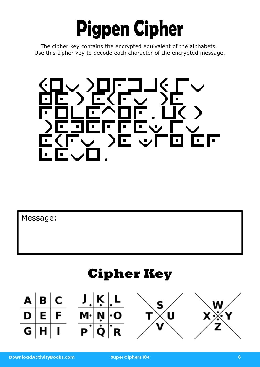 Pigpen Cipher in Super Ciphers 104