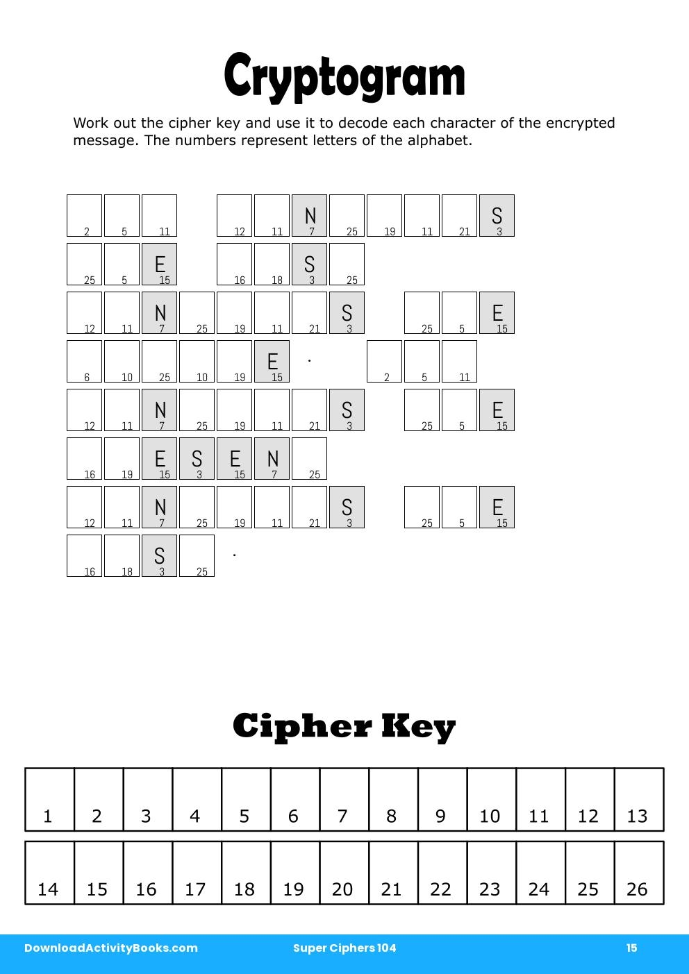 Cryptogram in Super Ciphers 104