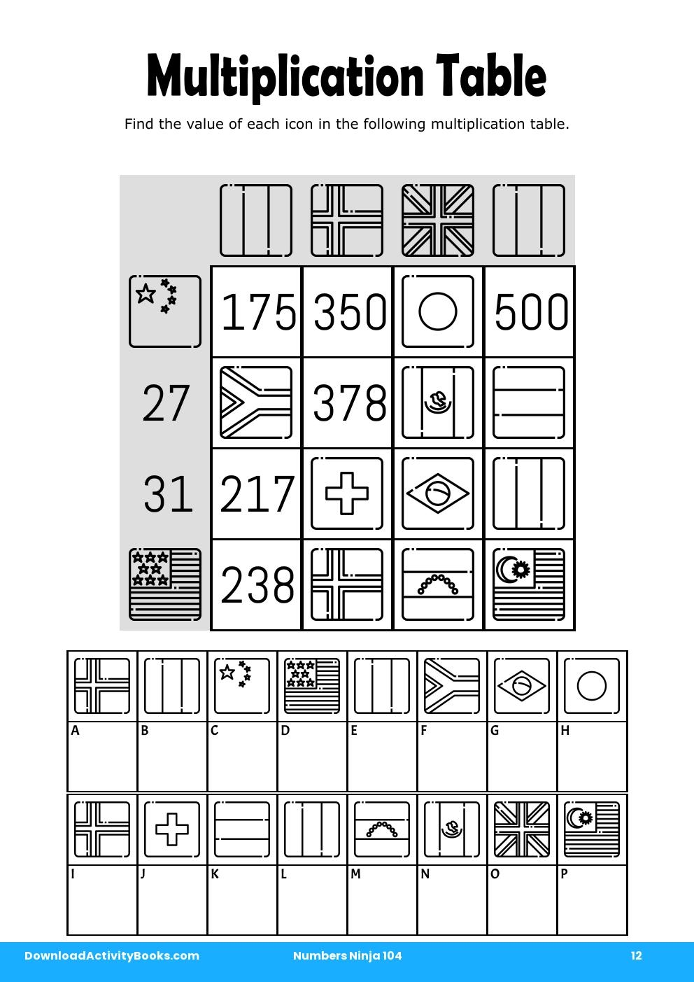 Multiplication Table in Numbers Ninja 104