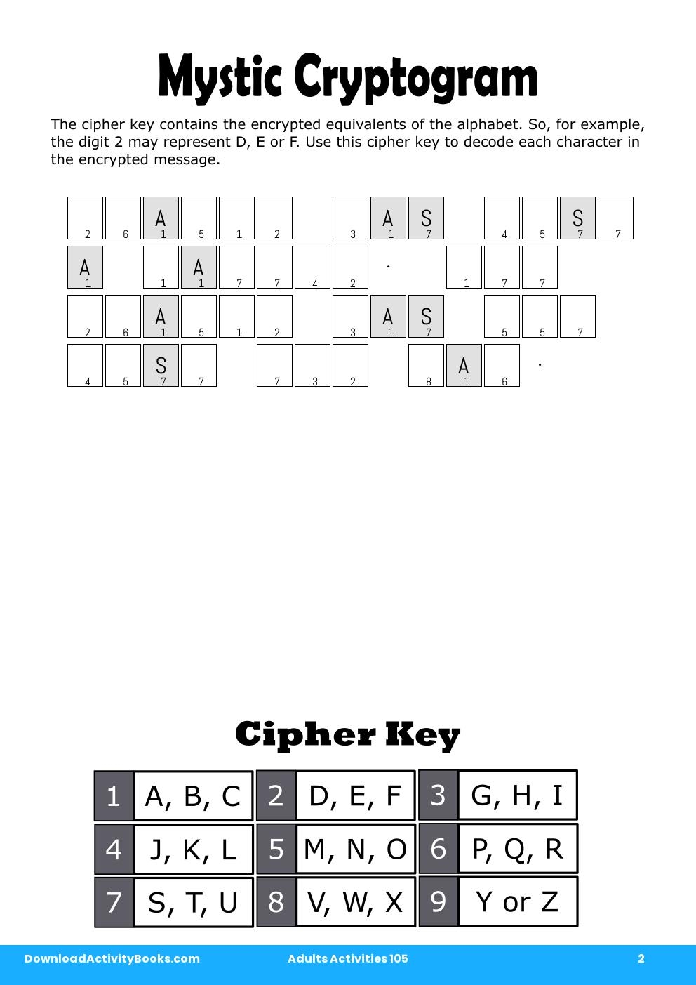 Mystic Cryptogram in Adults Activities 105