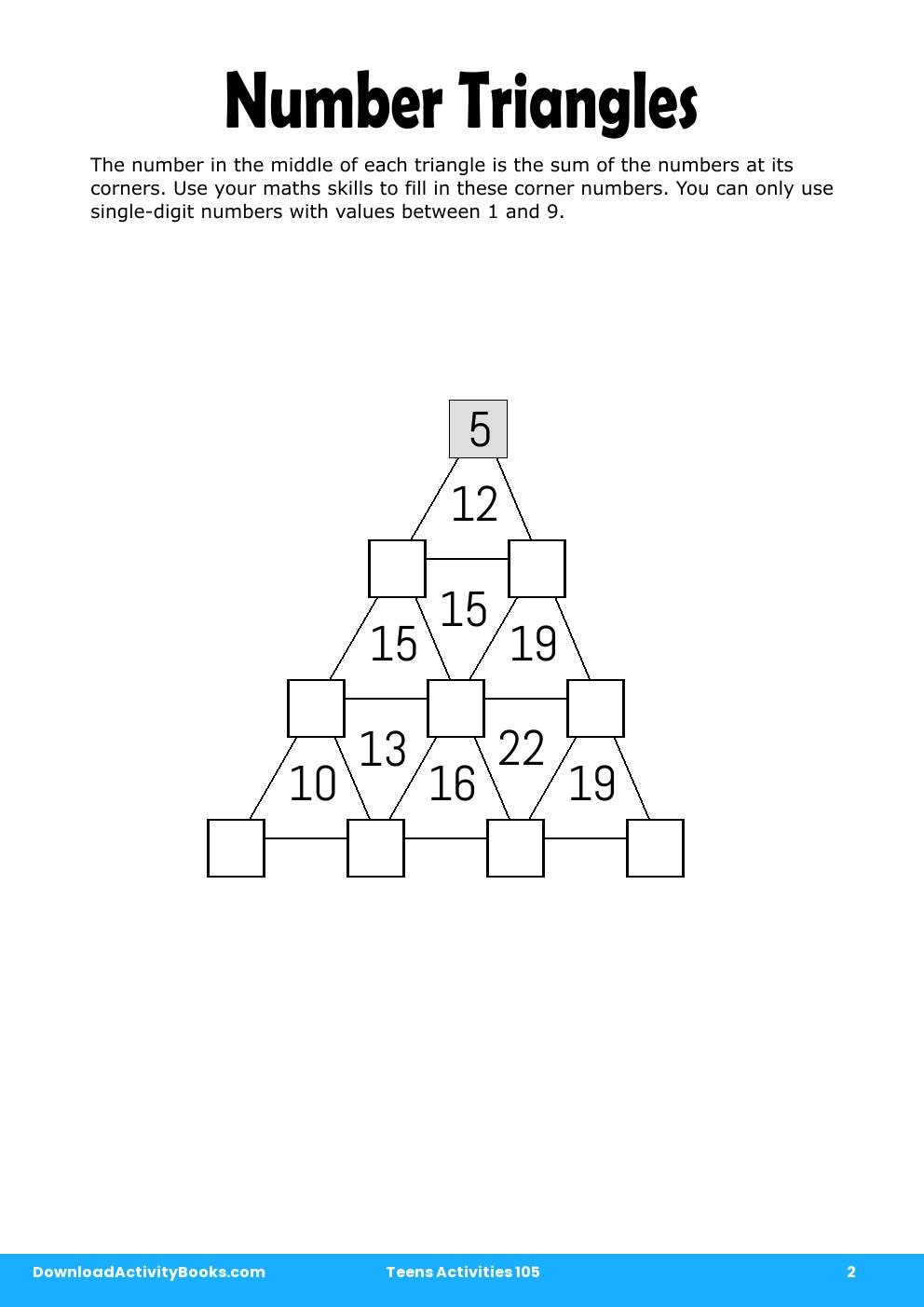 Number Triangles in Teens Activities 105