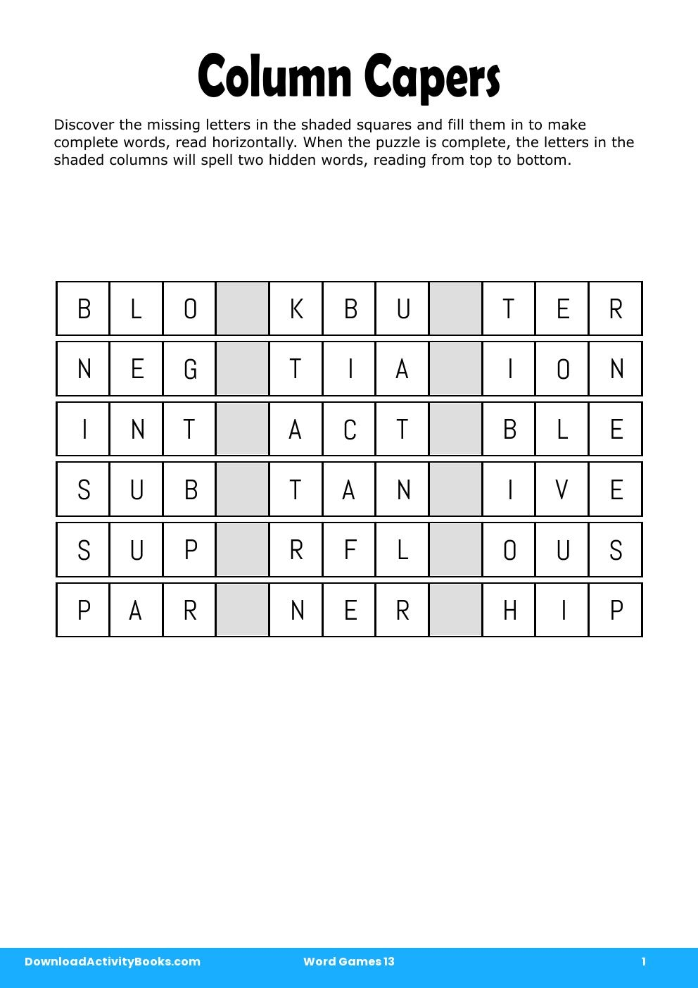Column Capers in Word Games 13
