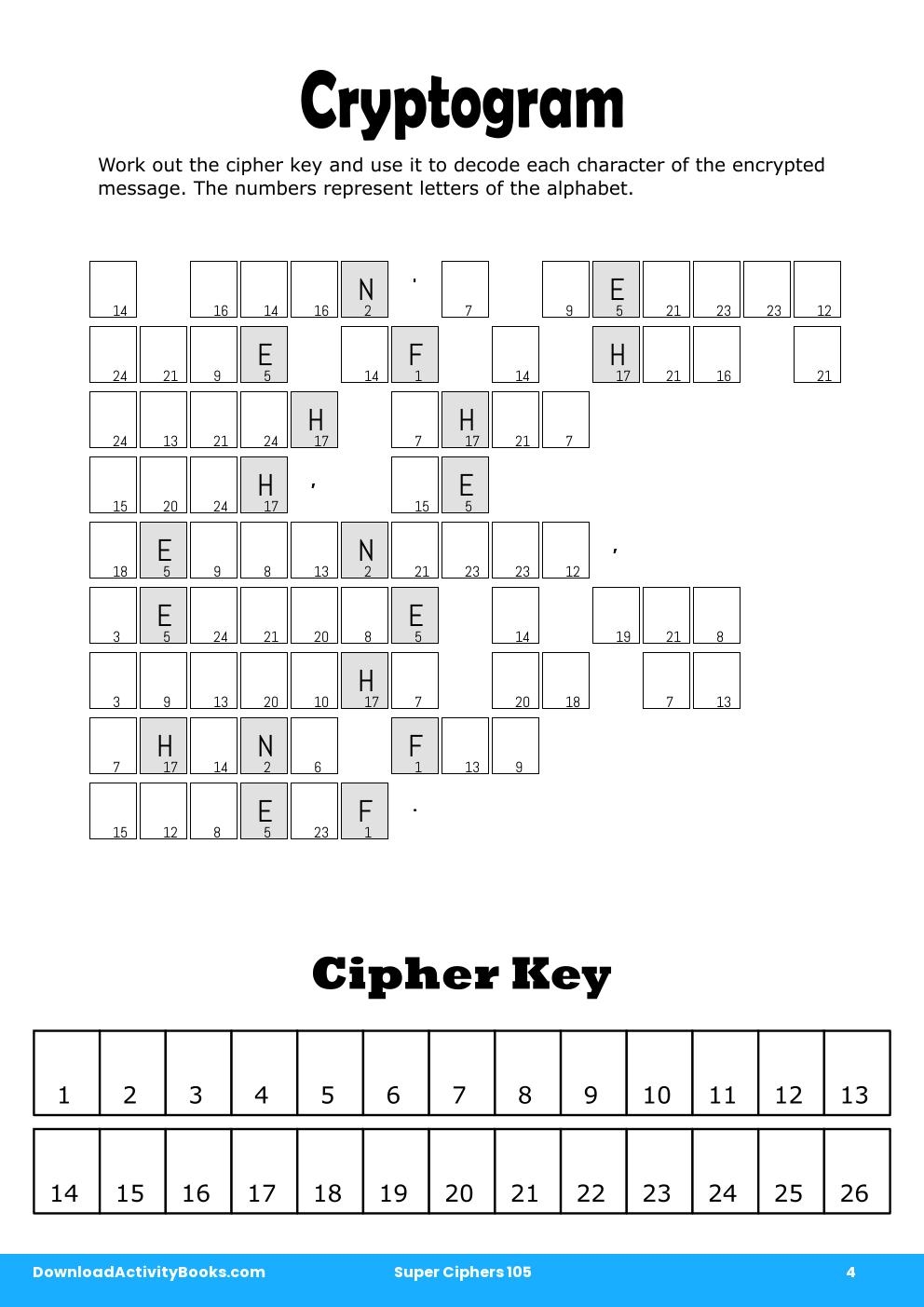 Cryptogram in Super Ciphers 105
