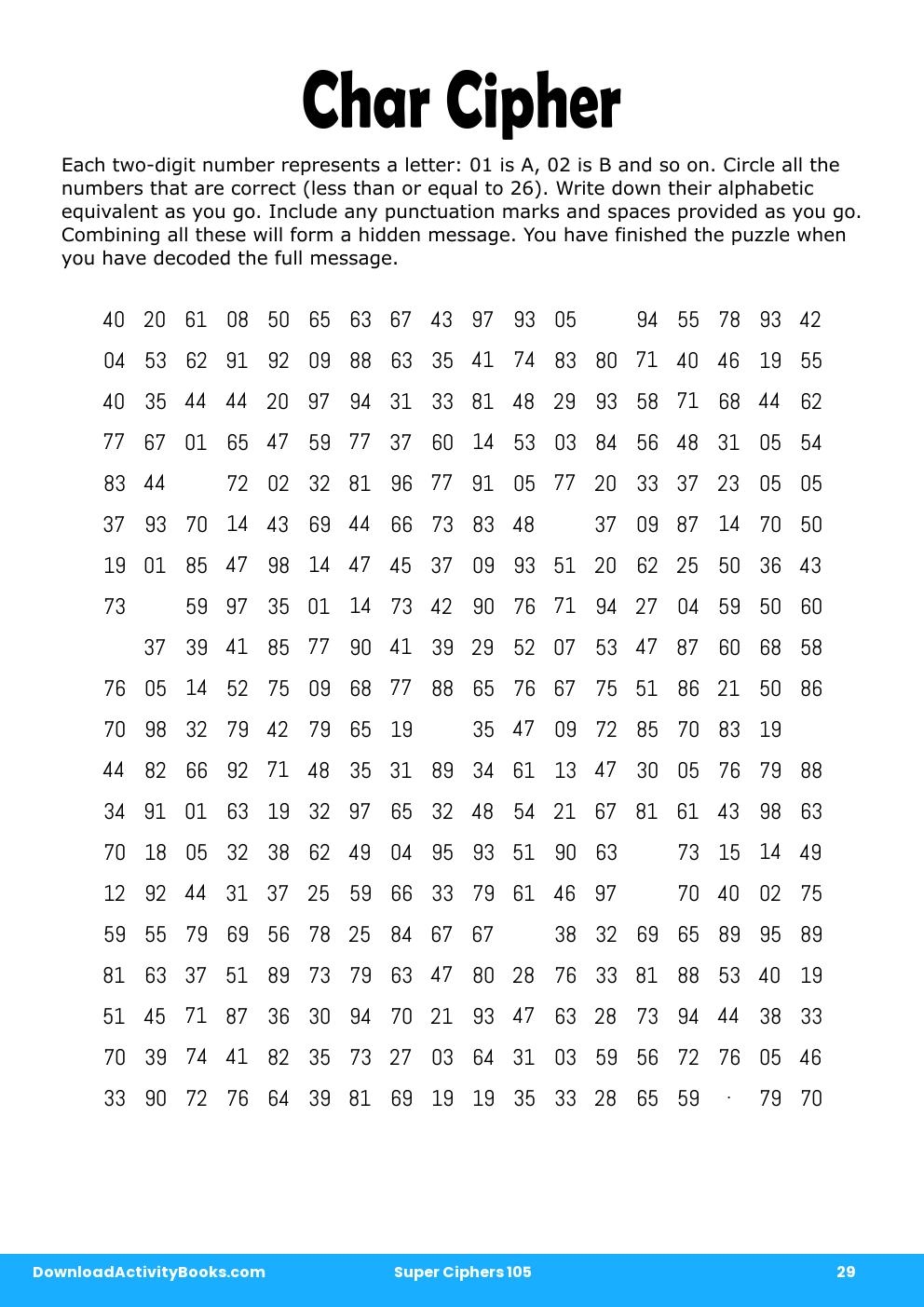 Char Cipher in Super Ciphers 105