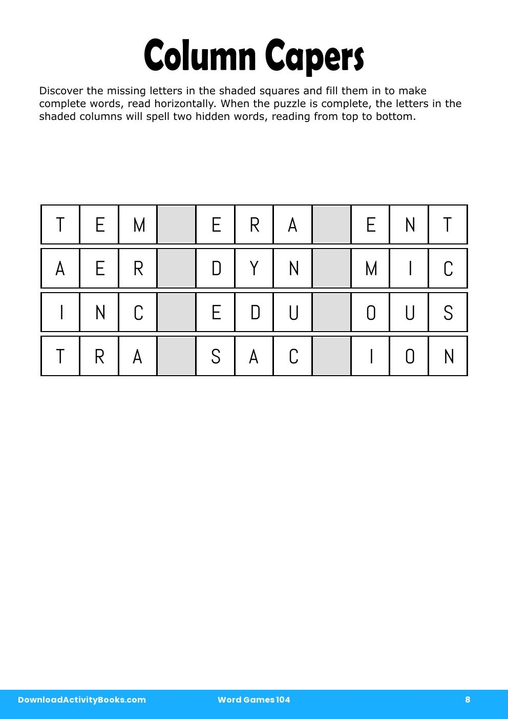 Column Capers in Word Games 104
