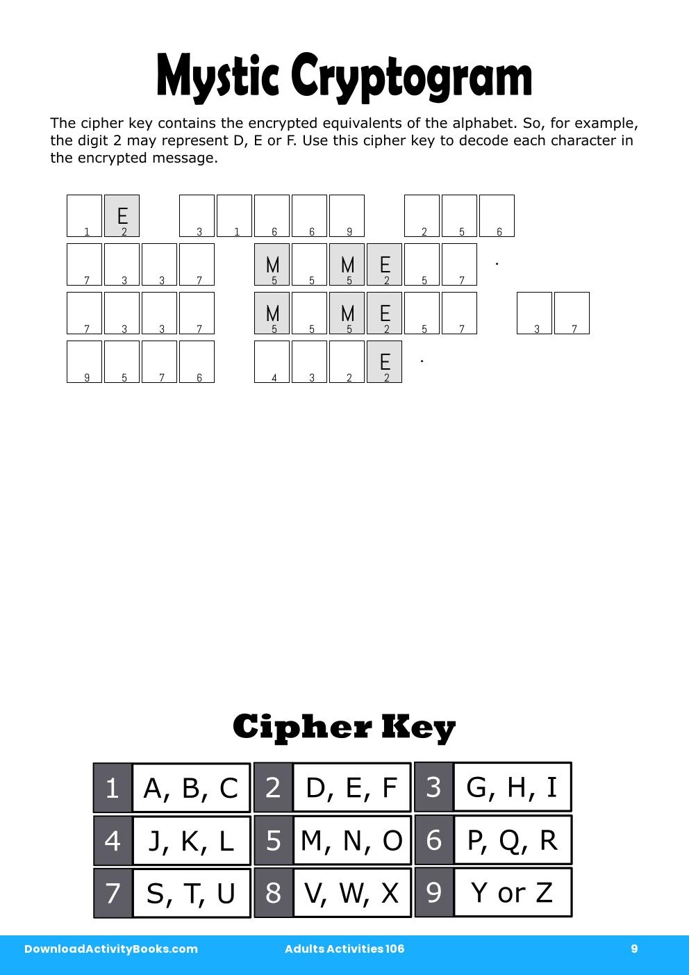 Mystic Cryptogram in Adults Activities 106