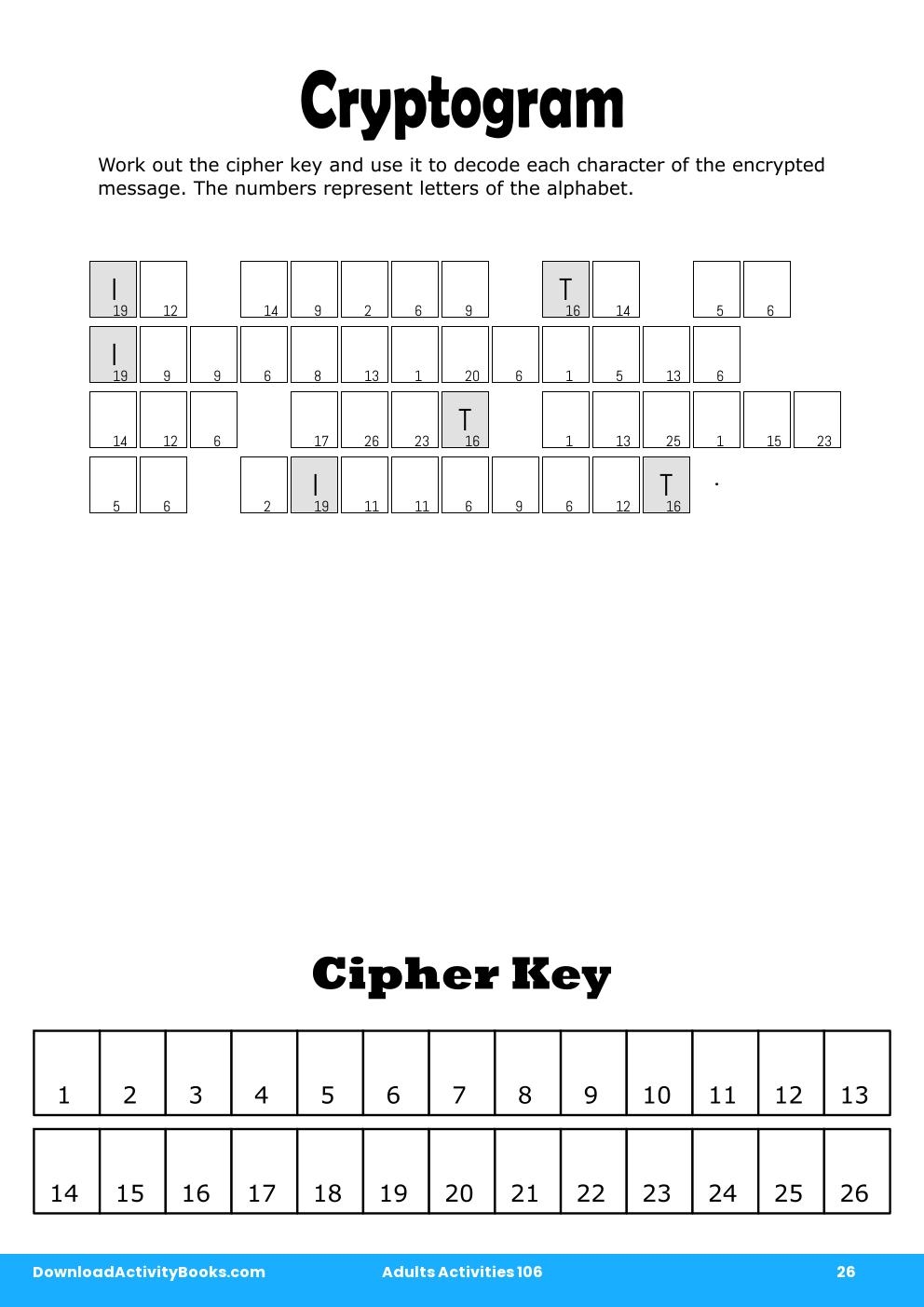 Cryptogram in Adults Activities 106
