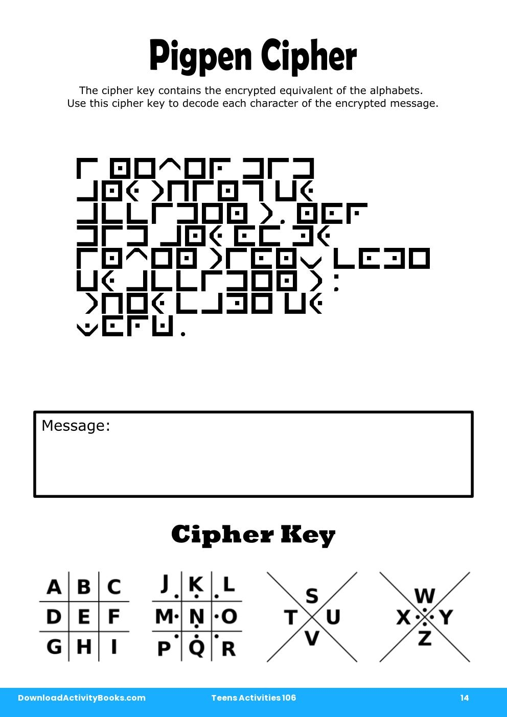 Pigpen Cipher in Teens Activities 106