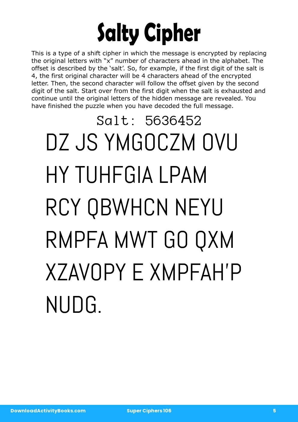Salty Cipher in Super Ciphers 106