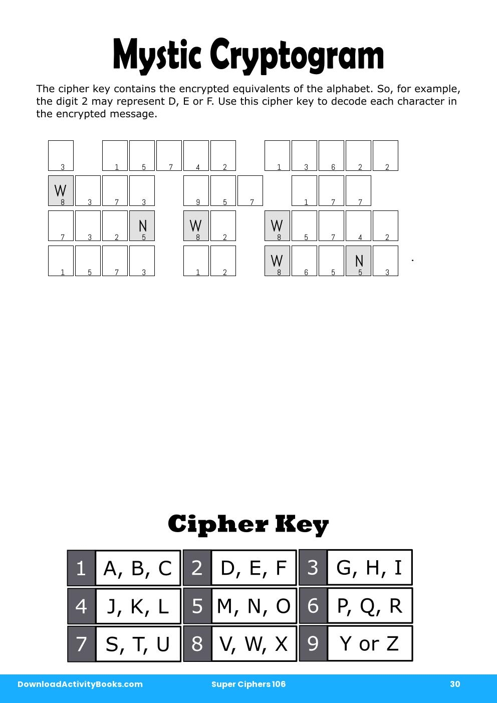 Mystic Cryptogram in Super Ciphers 106