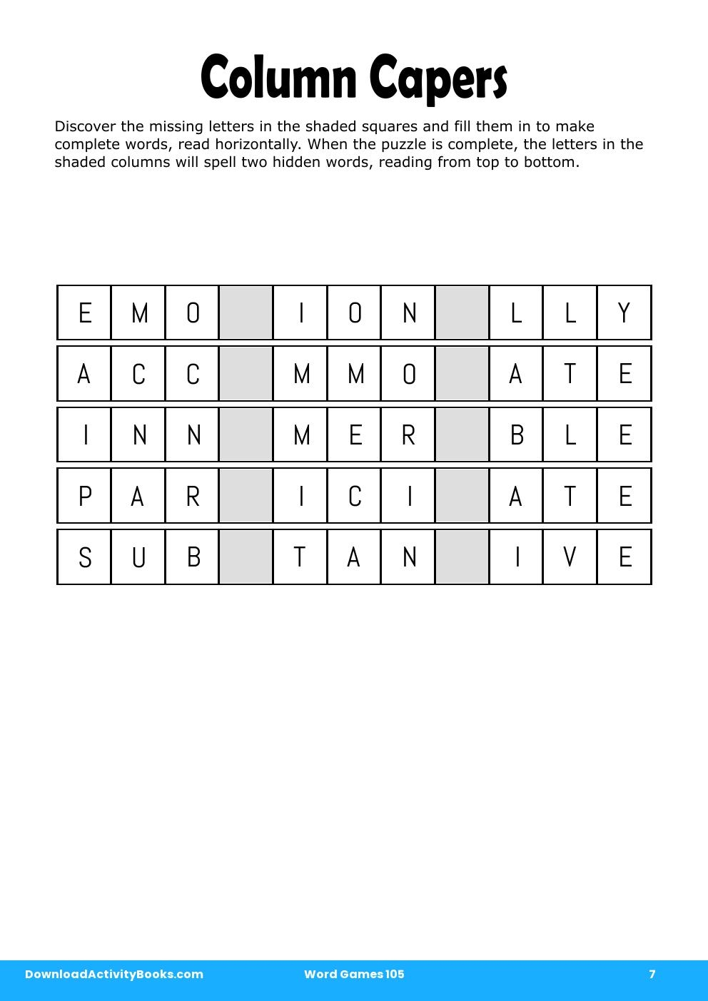 Column Capers in Word Games 105